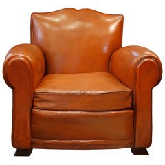 Art Deco Leather "Moustache" Club Chair