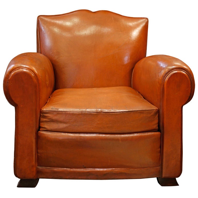 Art Deco Leather "Moustache" Club Chair