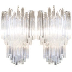 Shimmering Pair of Venini Murano Chandeliers