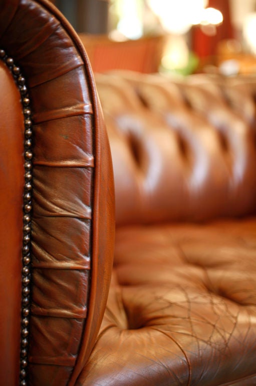 Vintage Havana Leather Chesterfield Sofa 2