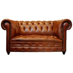 Vintage Havana Leather Chesterfield Sofa