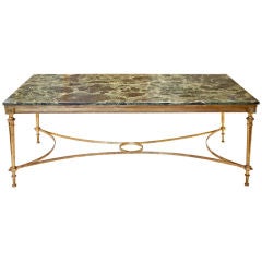 French Art Deco Brass and Marble Coffee Table