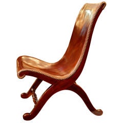Chair in Walnut and Leather by Valenti