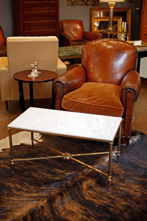 French  Marble Top Brass Coffee Table