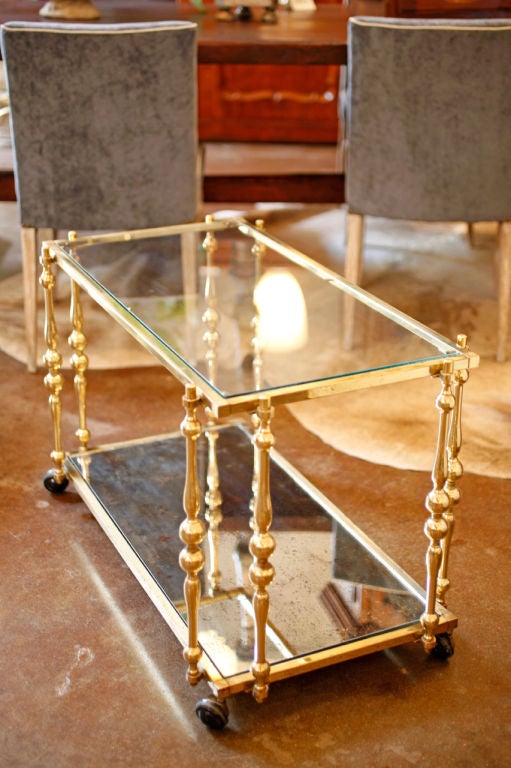 Pair of French Art Deco  Side Tables on Casters