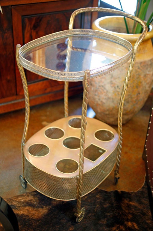 Art Deco Brass and Glass Bar Cart