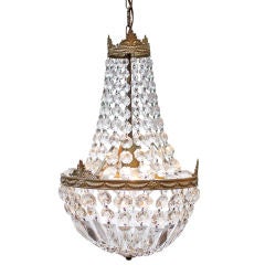 Empire Style Brass and Crystal Chandelier