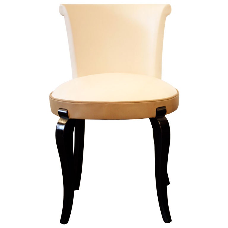 French Leather Vanity Chair by Dominique at 1stdibs