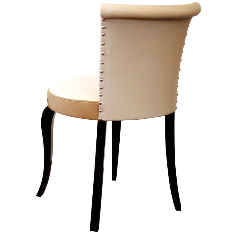 French Leather Vanity Chair by Dominique at 1stdibs