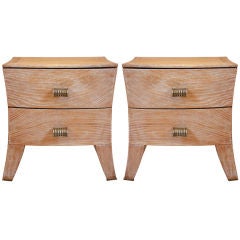 Pair of Art Deco Solid Oak Side Tables by Chaleyssin