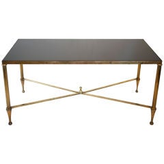 French Black Opaline Glass Coffee Table