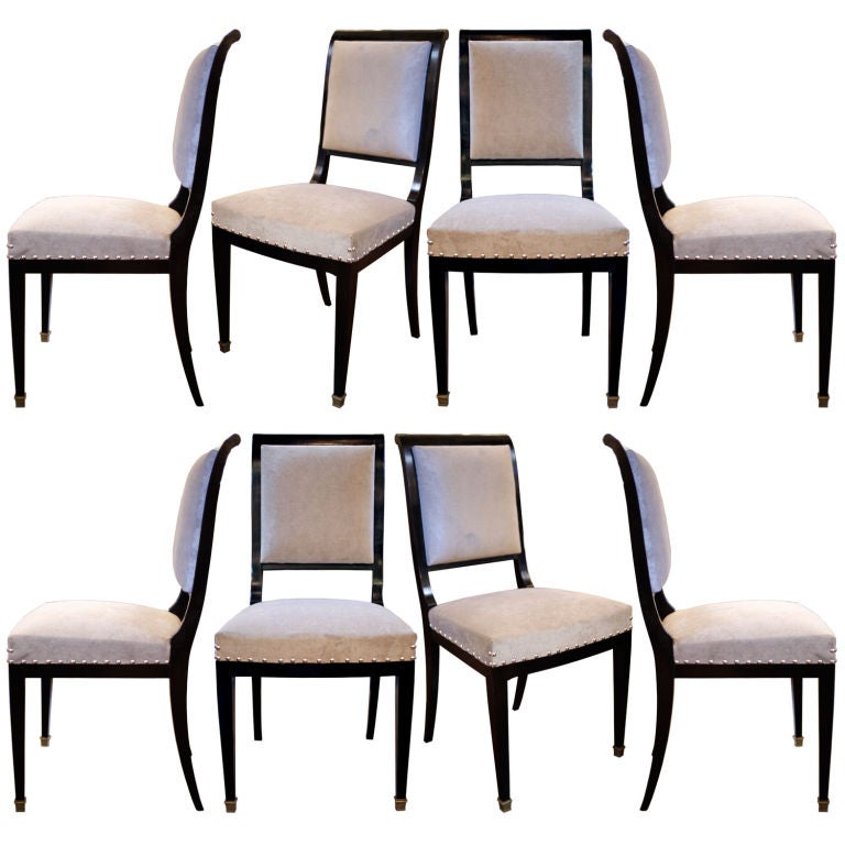 Set of 8 French Restoration Style Dining Chairs