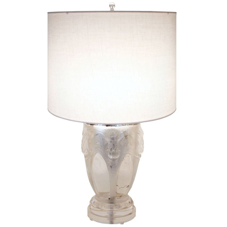 French Mercury Glass Lamp Attributed to Lalique
