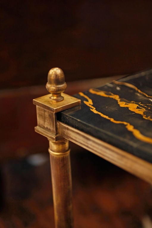 French Art Deco Brass and "Portor" Marble Side Table at 1stdibs