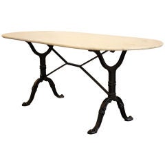 Cast Iron and Carrara Marble Top Bistro Table