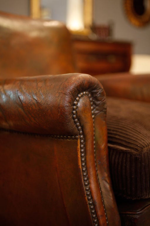 Pair of English Leather Club Chairs 1
