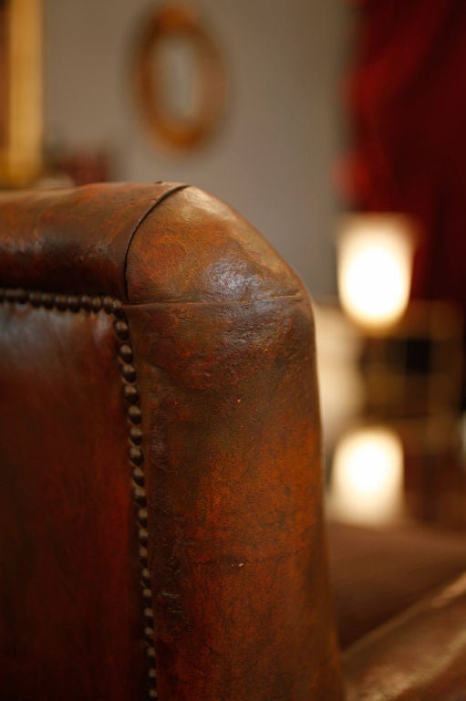 Pair of English Leather Club Chairs 4