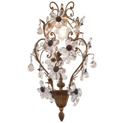 Antique Crystal & Brass Chandelier by Bagues
