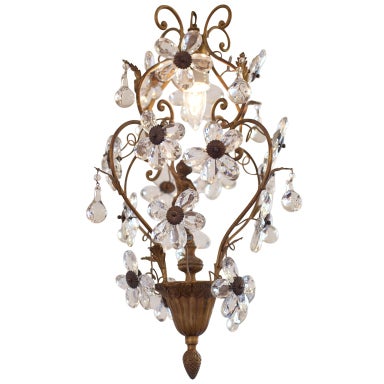 Antique Crystal and Brass Chandelier by Bagues at 1stdibs