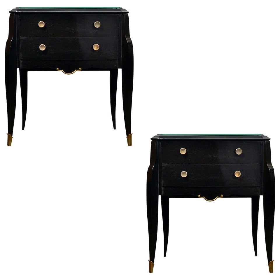Art Deco Pair of Mirror Top Side Tables