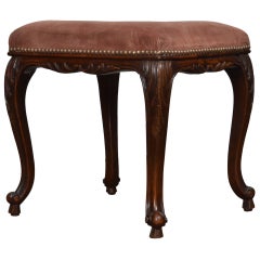 Antique French Louis XV Walnut Stool