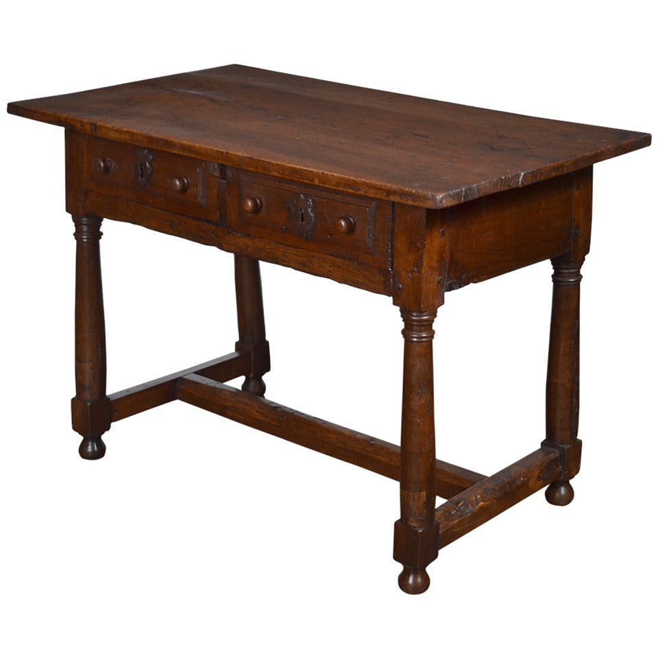 French 17th Century Solid Walnut Writing Table