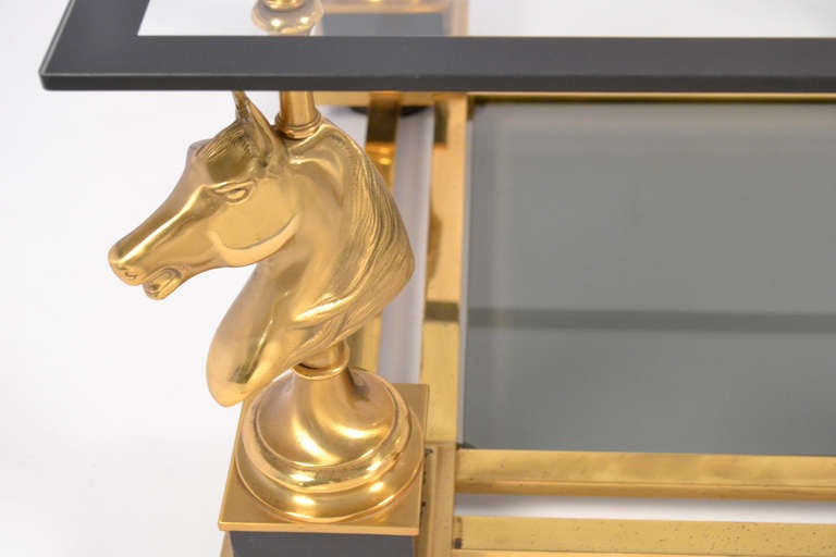 Bronze Pair of Maison Charles Horse Head Side Tables