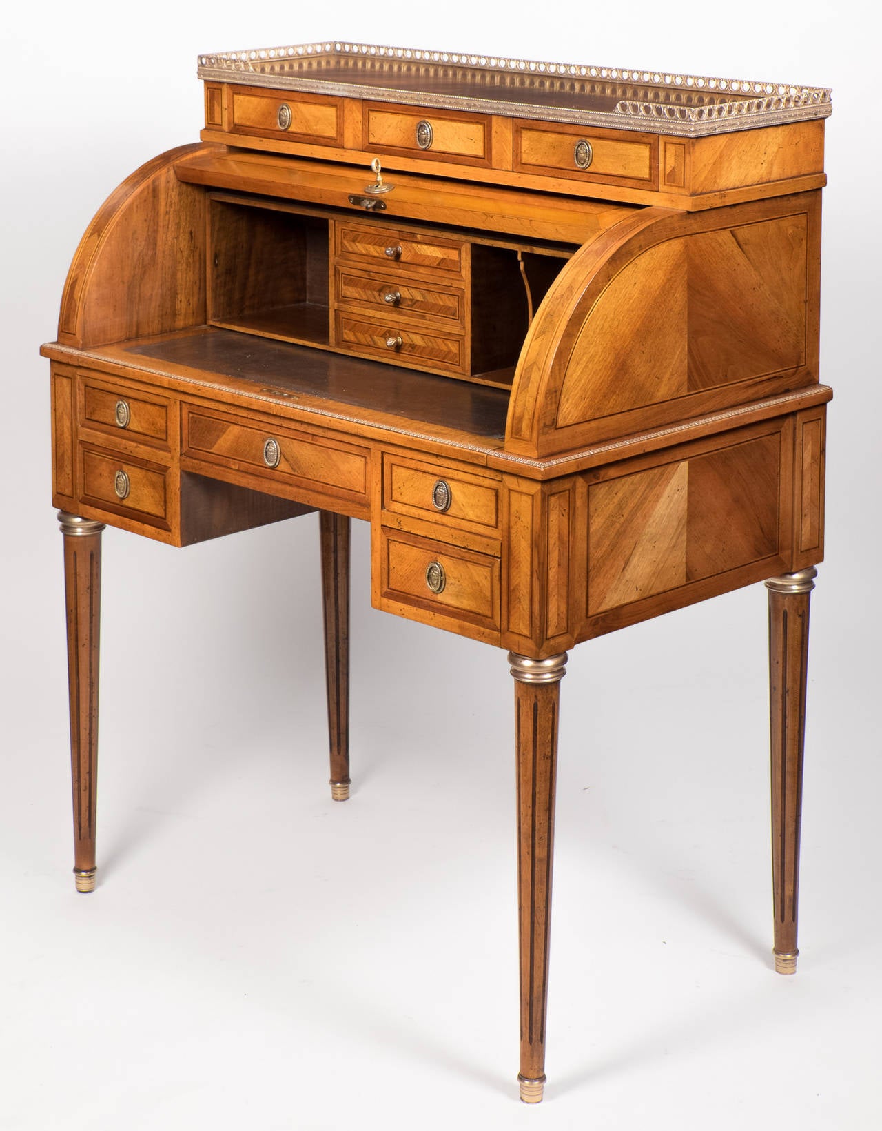 Marquetry Antique French Louis XVI Cylinder Desk