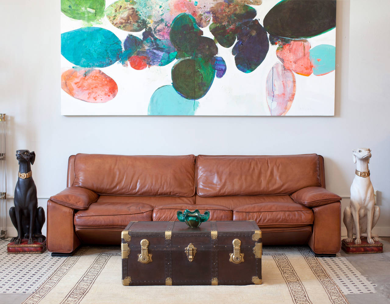 French vintage moleskin travel trunk with brass fittings and leather handles. A fabulous find, great storage solution. Travel in style or use it as an amazing coffee table.