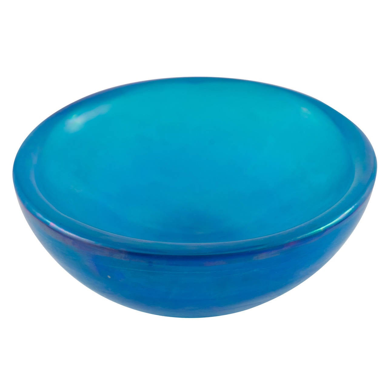 Iridescent Blue Murano Glass Bowl at 1stDibs