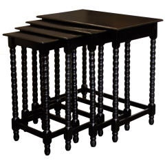 Antique Splendid Set of Ebonized Nesting Tables