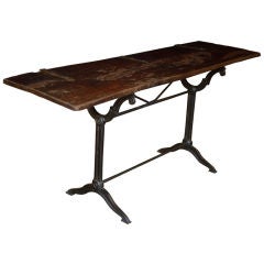 Antique Reclaimed Wood and Forged Iron Console Table