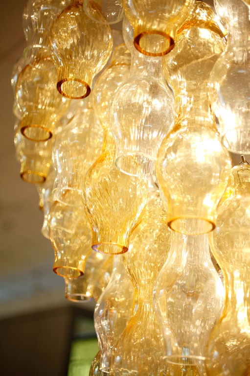 Modernist Amber and Crystal Murano Glass Chandelier 4