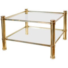 Square Brass and Glass Coffee Table