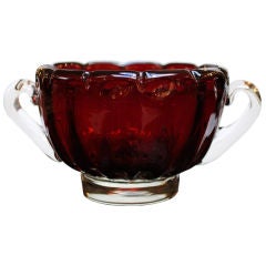 Retro Ruby Red Murano Glass Bowl