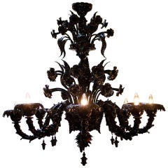 Spectacular Murano Black Glass Chandelier