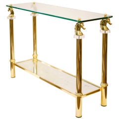 Maison Charles Gilt Brass and Glass Slab Console Table