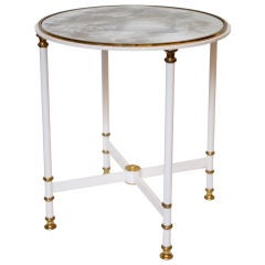 French Lacquered Brass and Glass Side Table