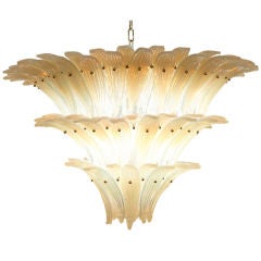 Spectacular Irredescent Murano Glass Leaves Chandelier