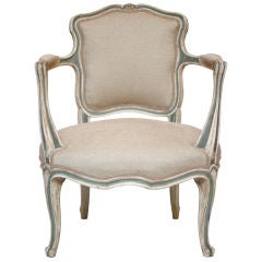 Louis XV Hand Painted Fruitwood Armchair
