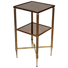 Maison Bagues Brass and Mirrored Glass Side Table