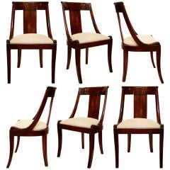 Antique French Empire Set of Six Mahogany "Gondole" Dining Chairs