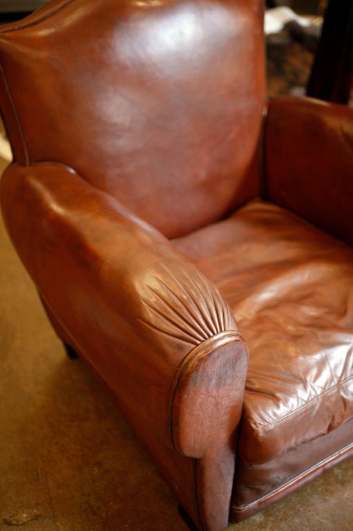 Pair of Lambskin Havana Leather Moustache Back Club Chairs 2