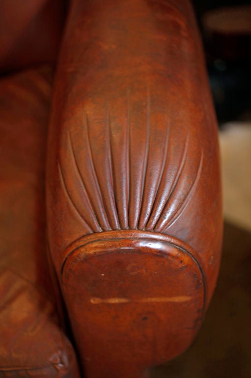 Pair of Lambskin Havana Leather Moustache Back Club Chairs 3