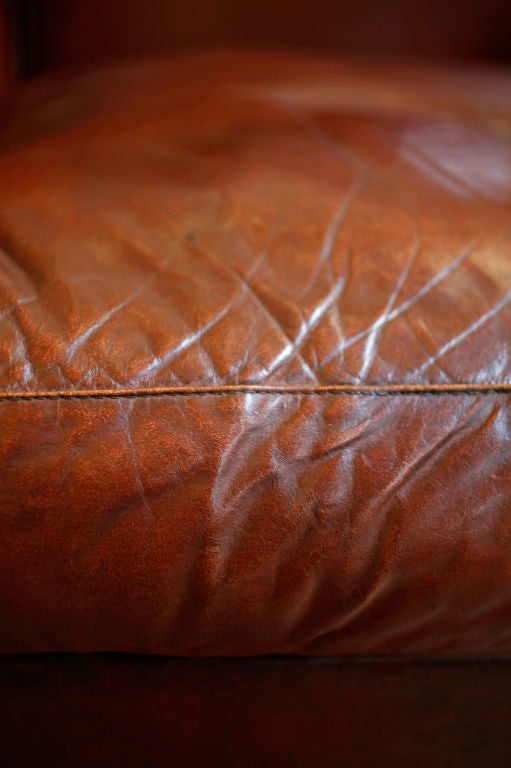 Pair of Lambskin Havana Leather Moustache Back Club Chairs 4