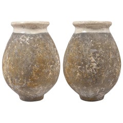 Vintage Pair of Terracotta Urns from Biot, France