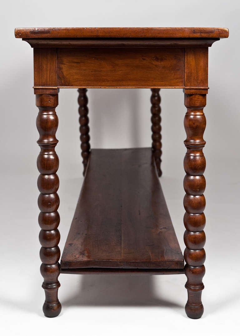 Louis Philippe Solid Walnut Silk Traders Console Table In Good Condition In Austin, TX