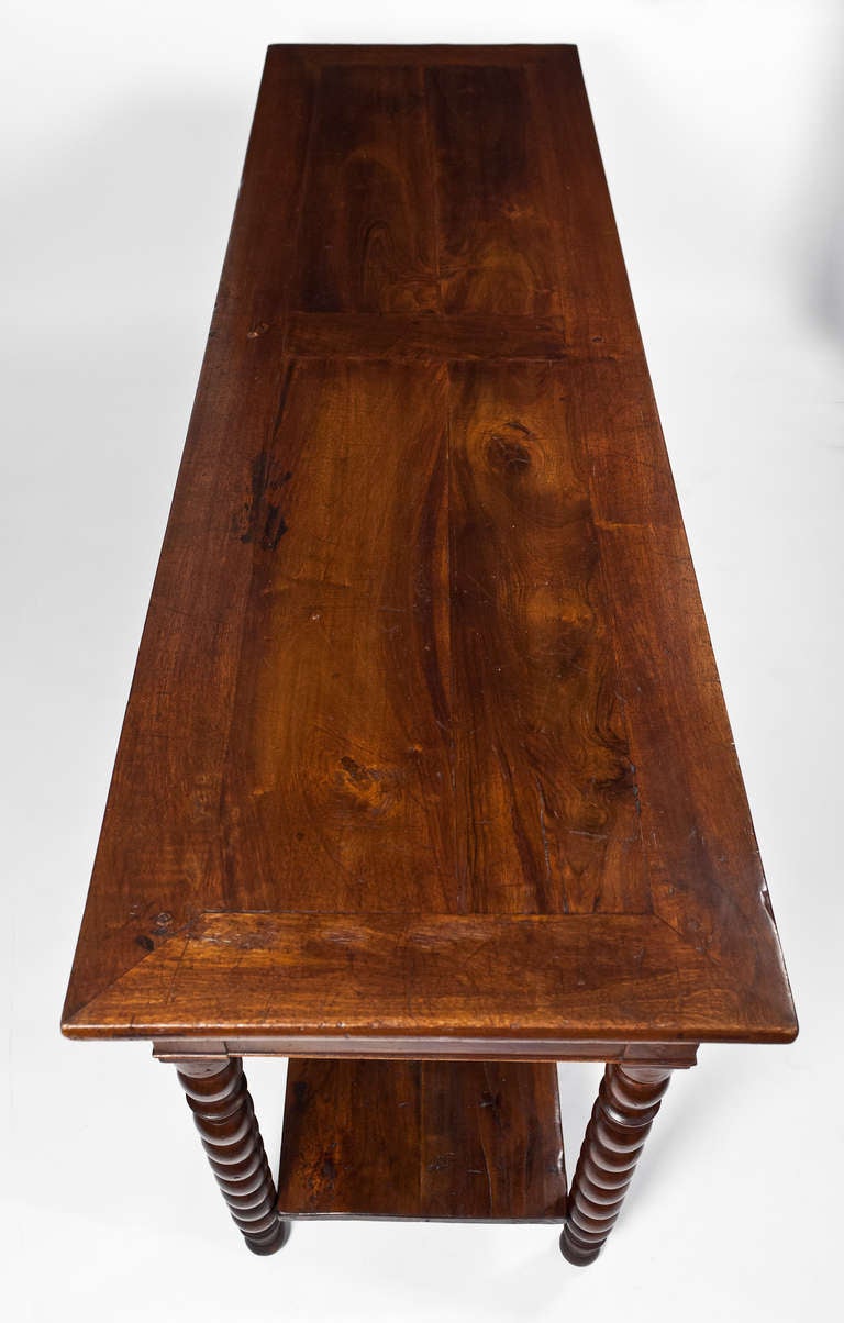 19th Century Louis Philippe Solid Walnut Silk Traders Console Table