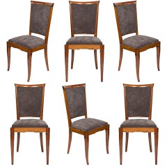 Set of 6 French Art Deco Period Dining Chairs