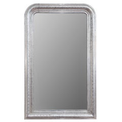 French Louis Philippe Period Silver Leaf Mirror